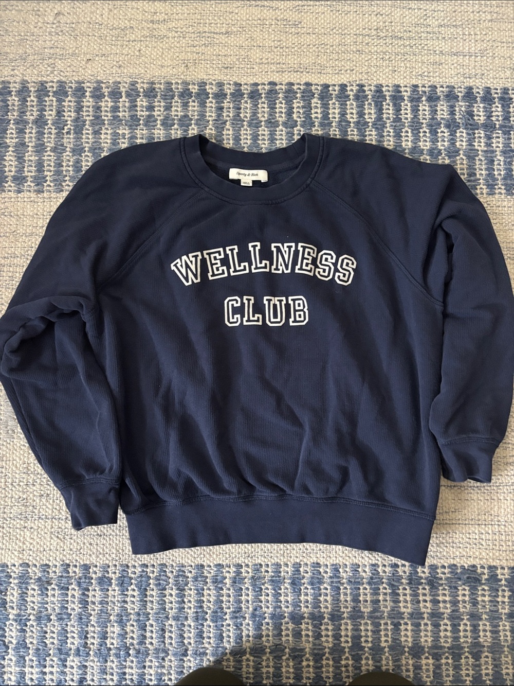 Sporty & Rich Navy 'Wellness Club' Crewneck Sweater